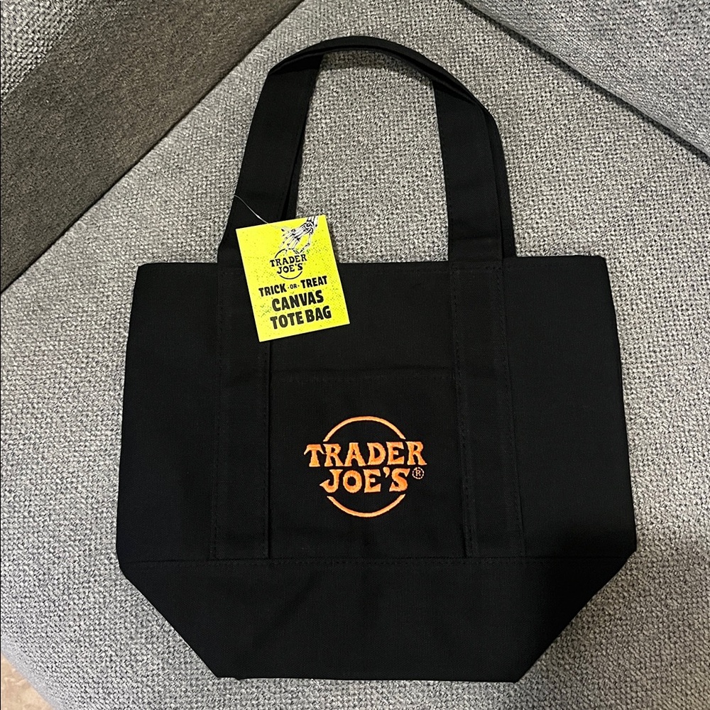 Trader Joe's Black Canvas Mini Tote Bag NWT